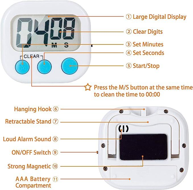 2pack small digital kitchen timer magnetic back countdown Alarm reminder Timer gallery