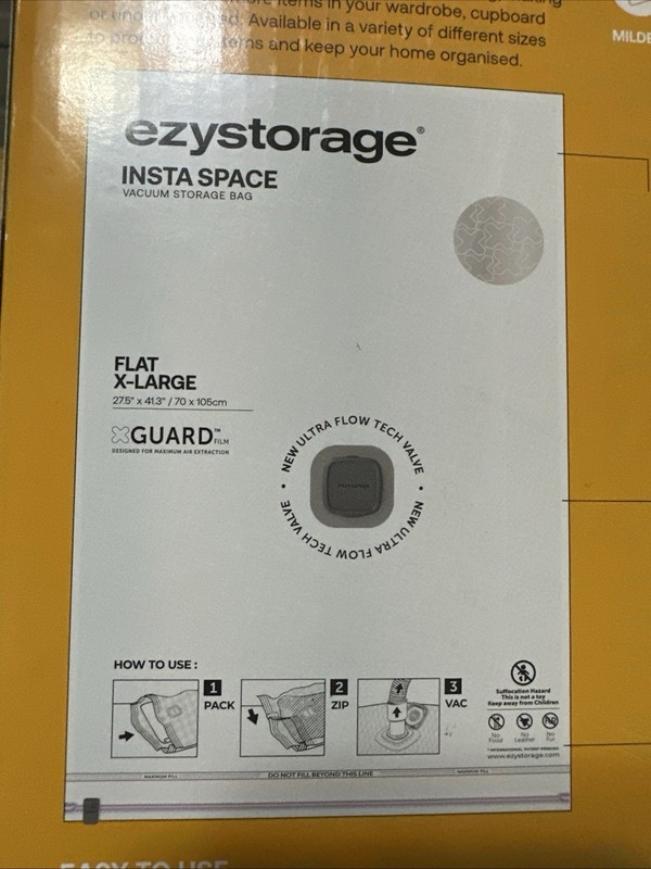 EzyStorage Insta Space XL Flat Vacuum Storage Bags 2 Pack Airtight Waterproof gallery