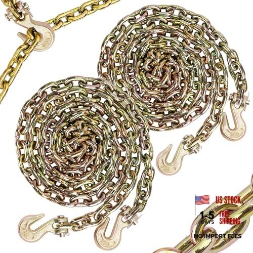 2 Pack G80 Transport Binder Chain 1/4 Inch x 15 Feet with 1/4 Inch × 15 FT Gold gallery