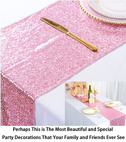 12x108-Inch Sequin Table Runner 1 Piece 12x108" Pink Gold gallery