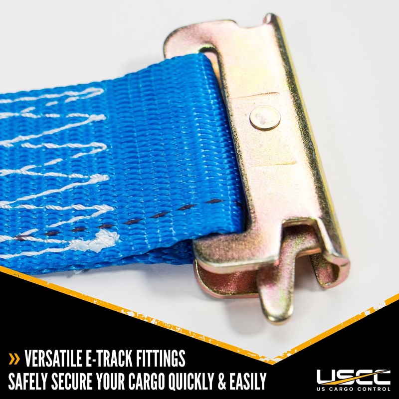 USCC 2" X 20' E Track Ratchet Strap w/Double-Fitted End - Blue 4PK gallery