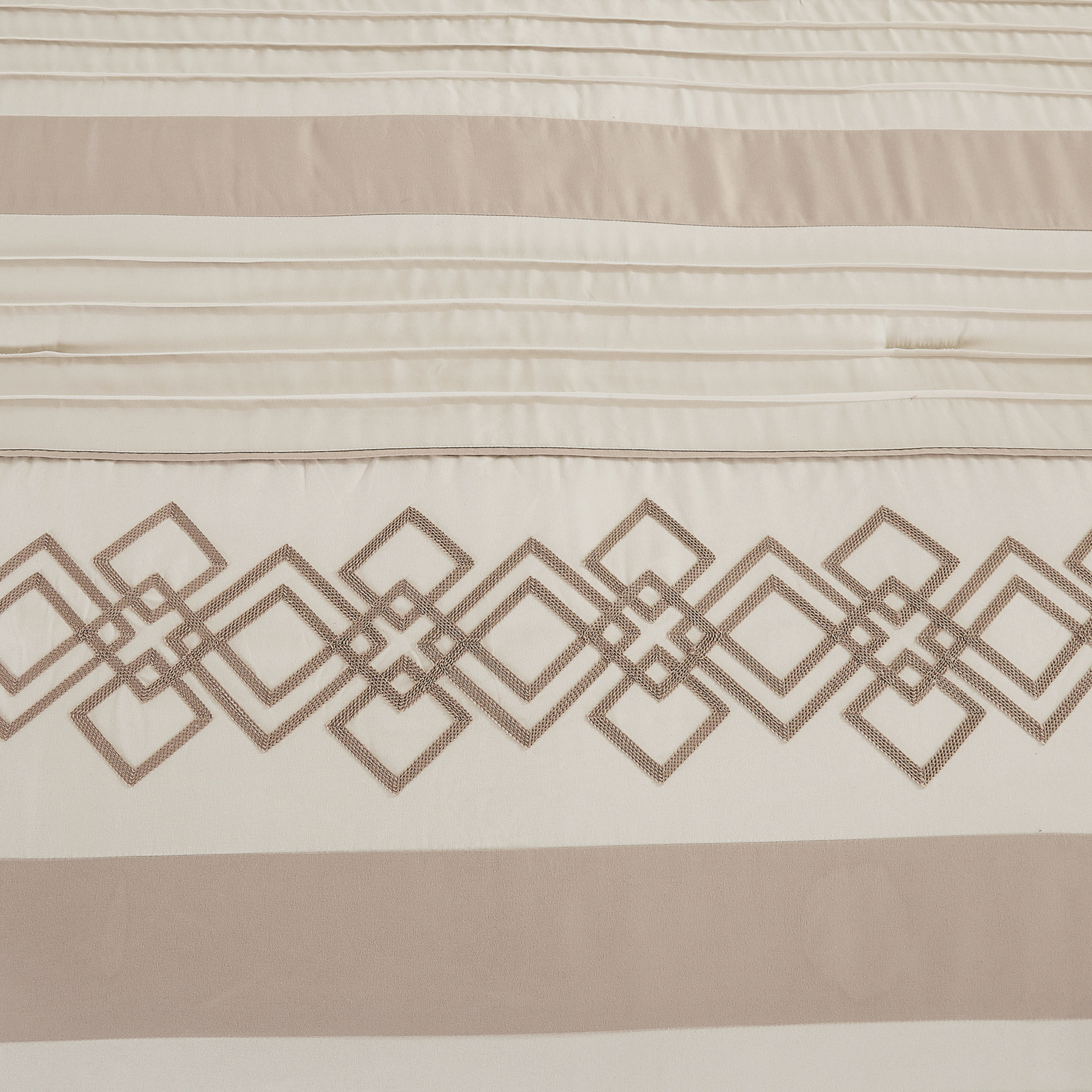 Luxury 7-Piece Taupe Bedding Set Geometric Embroidered Striped Comforter Set gallery