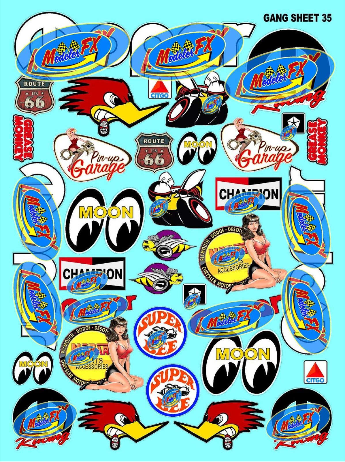 White Vinyl Sticker Sheet 35 moon eyes-R/C MODEL Decal fits 1/24-1/16 Scale CUT gallery
