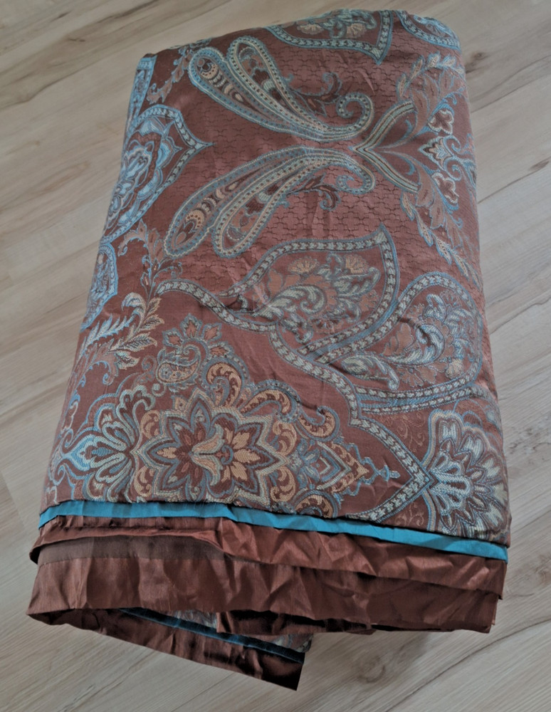 King/Queen Comforter Bedspread Paisley Medallion Brown Merlot Solid Brown Back