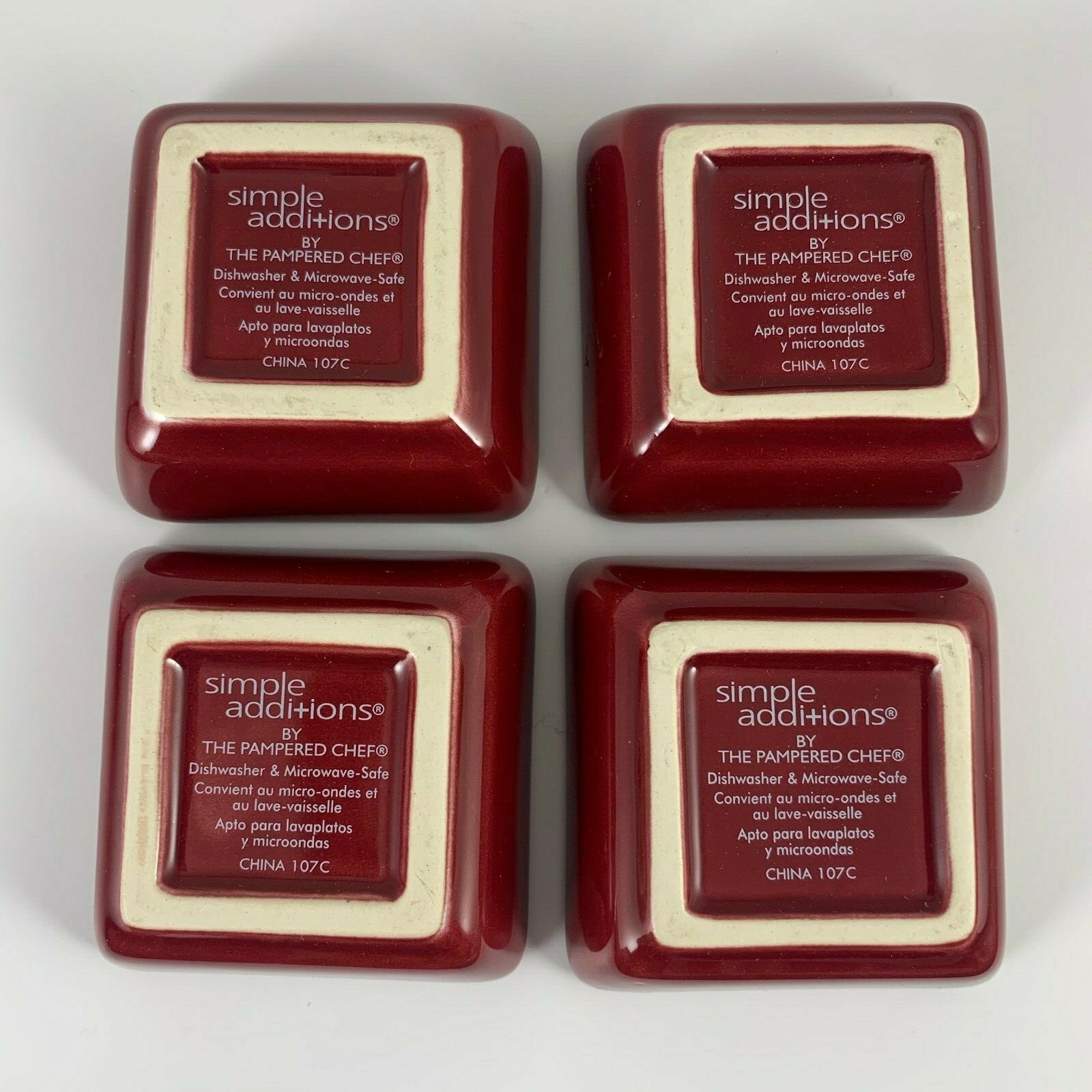 Pampered Chef Simple Additions Petite Squares Set of 4 Cranberry Condiment 0708B gallery