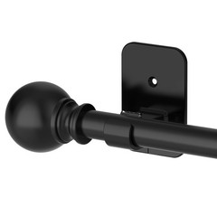 No Drill Curtain Rods Adjustable 48-84/90 Inches, 5/8 Inch Black Tension Rod