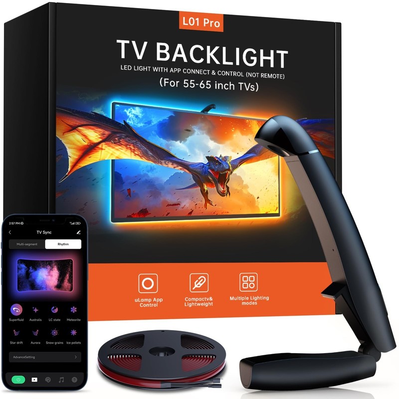 18ft Cuttable LED TV Backlight for 75-85 Inch TVs, Smart App Control, Color Chan gallery