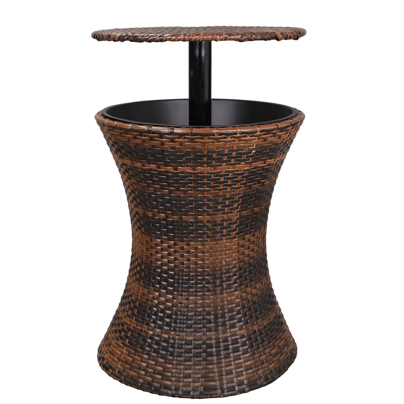 Adjustable Rattan Cool Bar Table Party Drink Storage Ice Cooler Outdoor Patio gallery