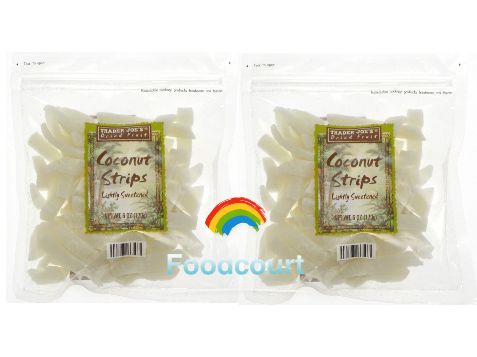 2 Packs Trader Joe's Dried Fruit Coconut Strips Lightly Sweetened 6 oz Each Pack gallery