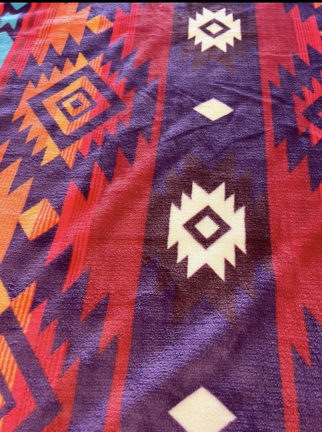 Native American Blanket Style 2 Ply Plush Reversible Size King Burgundy 102”x87” gallery