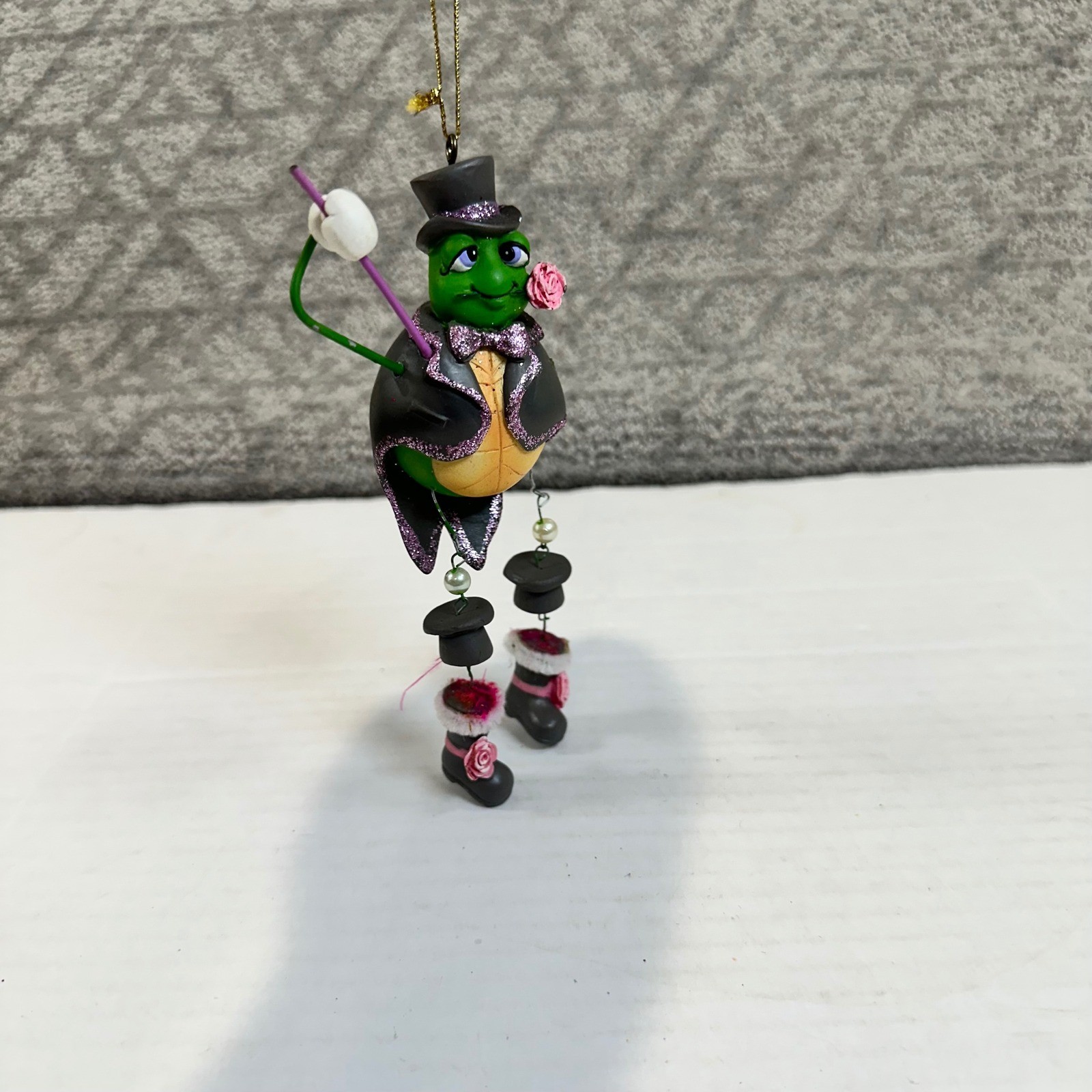 Whimsical Turtle Ornament Top Hat Tuxedo Rose Dapper Gentleman Hanging Decor gallery