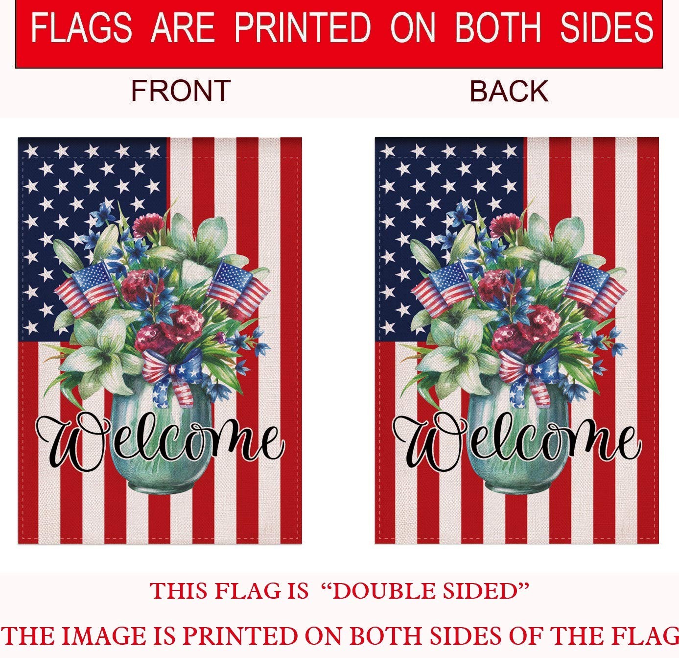 Spring Home Decorative Welcome America Patriotic Rustic Garden Flags Double S... gallery