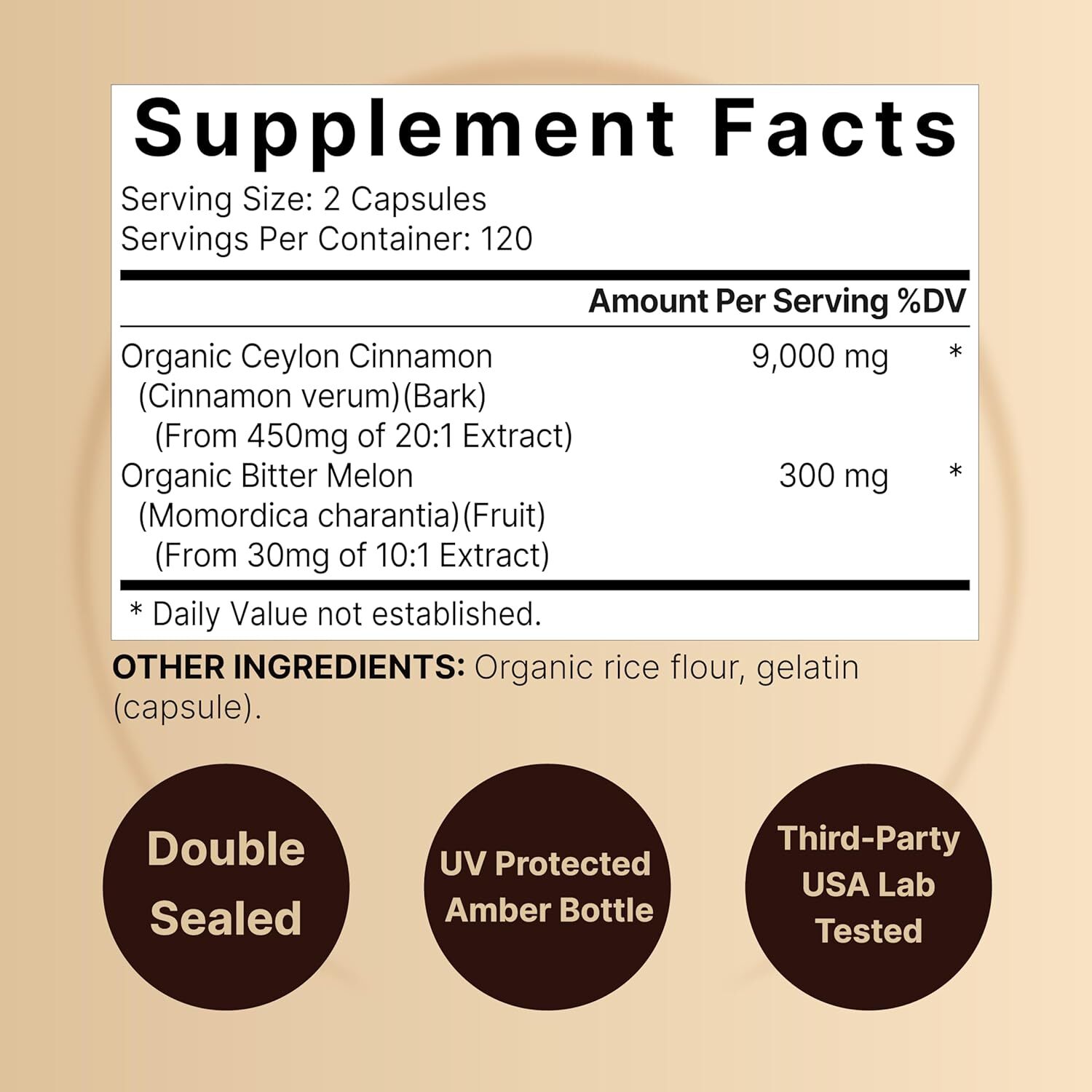Ceylon Cinnamon Capsules (Made with Organic Sri Lanka Ceylon Cinnamon and Bitter gallery