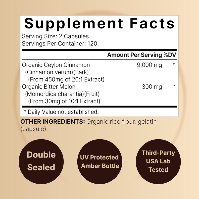 Ceylon Cinnamon Capsules (Made with Organic Sri Lanka Ceylon Cinnamon and Bitter gallery