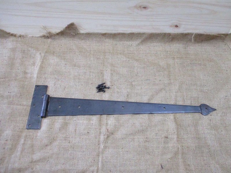 4 HUGE Strap T Hinges 24" Tee Hand Forged Gate Barn Rustic Medieval Iron Large gallery