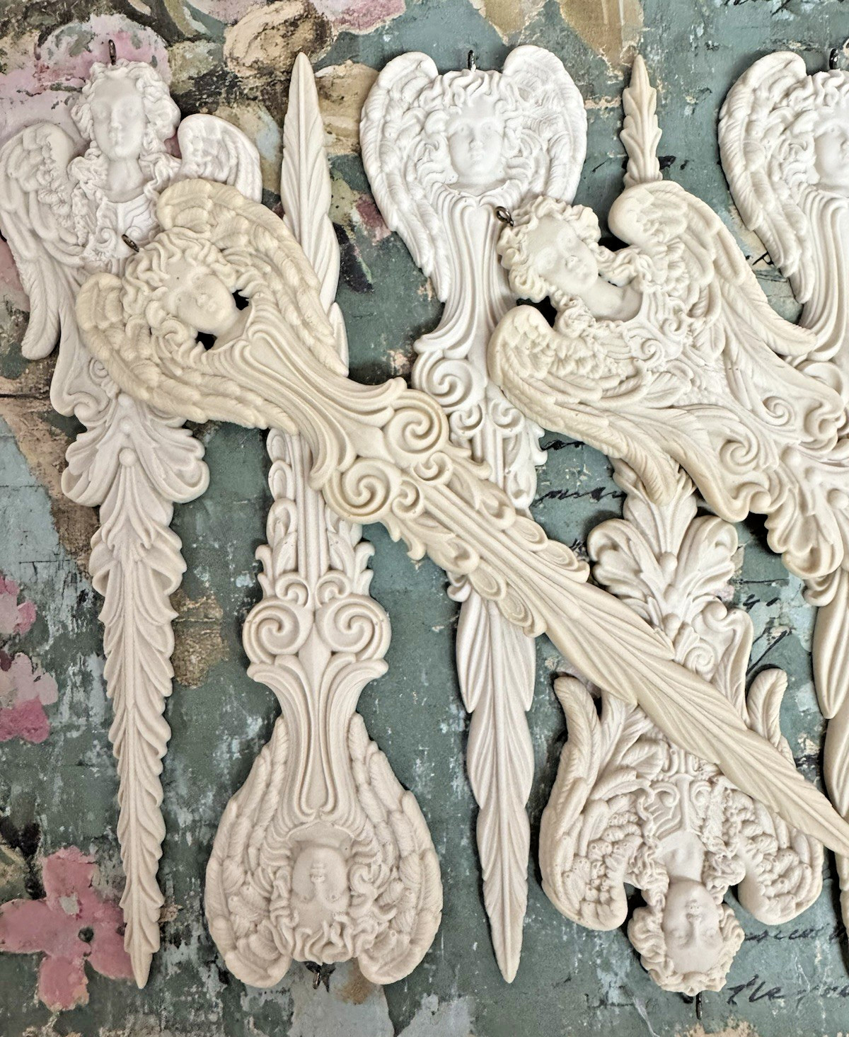 11 Unpainted Off White Shabby & Chic Angelic Taper Moulds With Removeable Hanger gallery