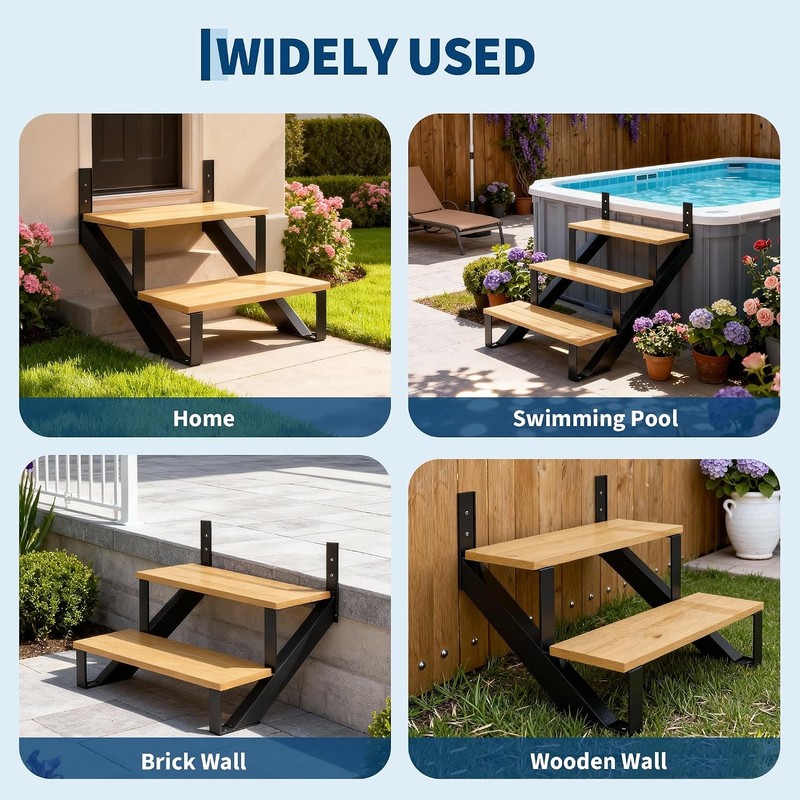 2 Pack Metal Stair Step Stringers 5 Step Steel Riser Stringer For 35.4 Inch Heig gallery