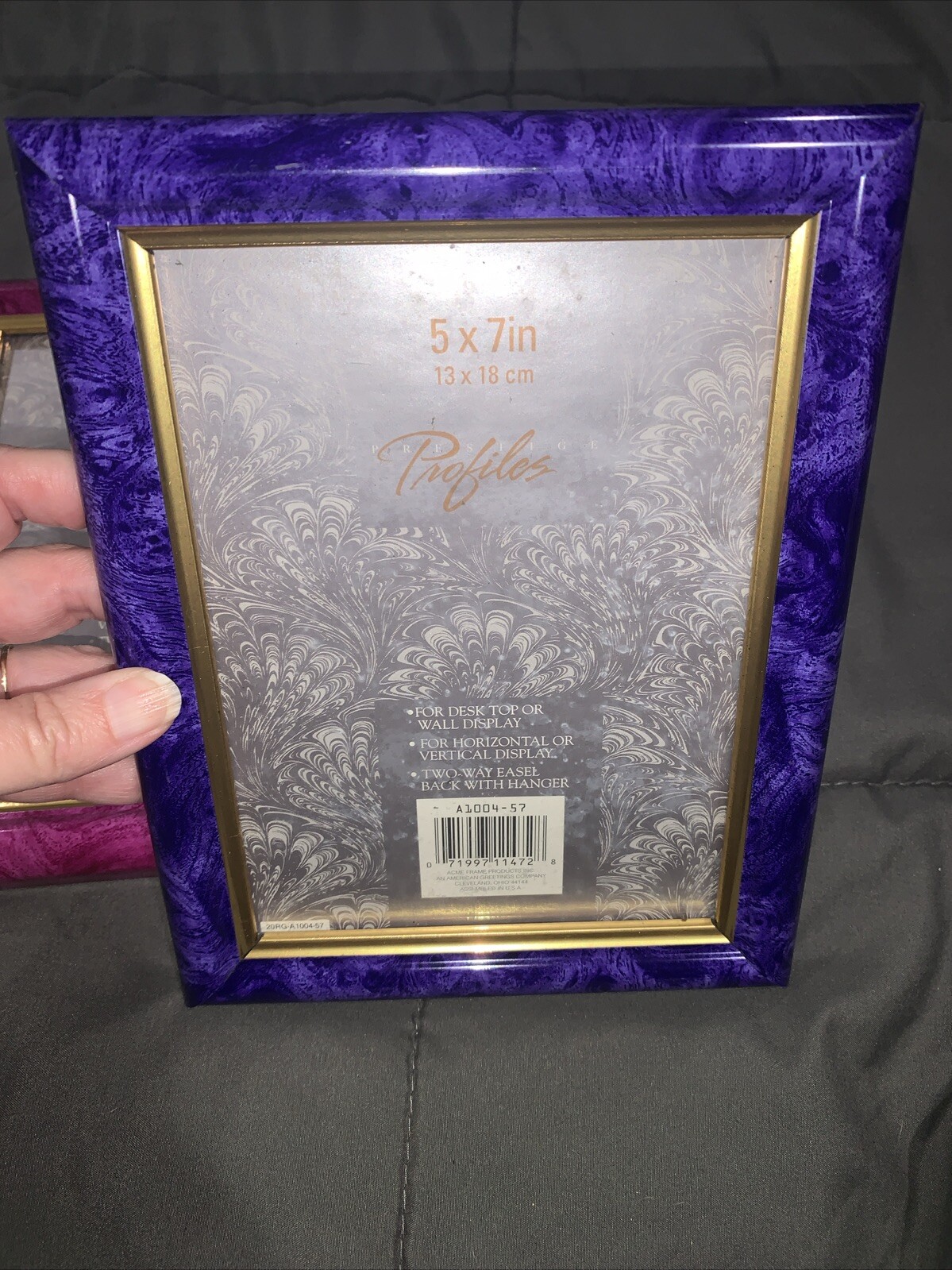 Retro Marbled Pink & Purple 5”x7” Portrait Or Landscape Photo Frame Plastic gallery