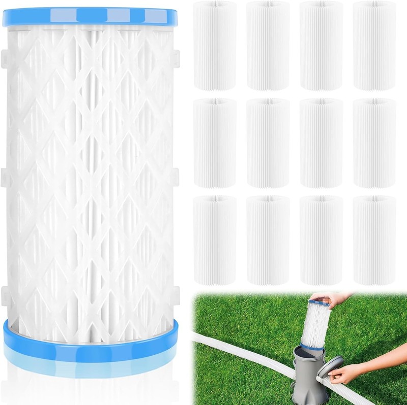 Reusable Pool Filter System with 12 Cartridges - Triple Filtration Power gallery