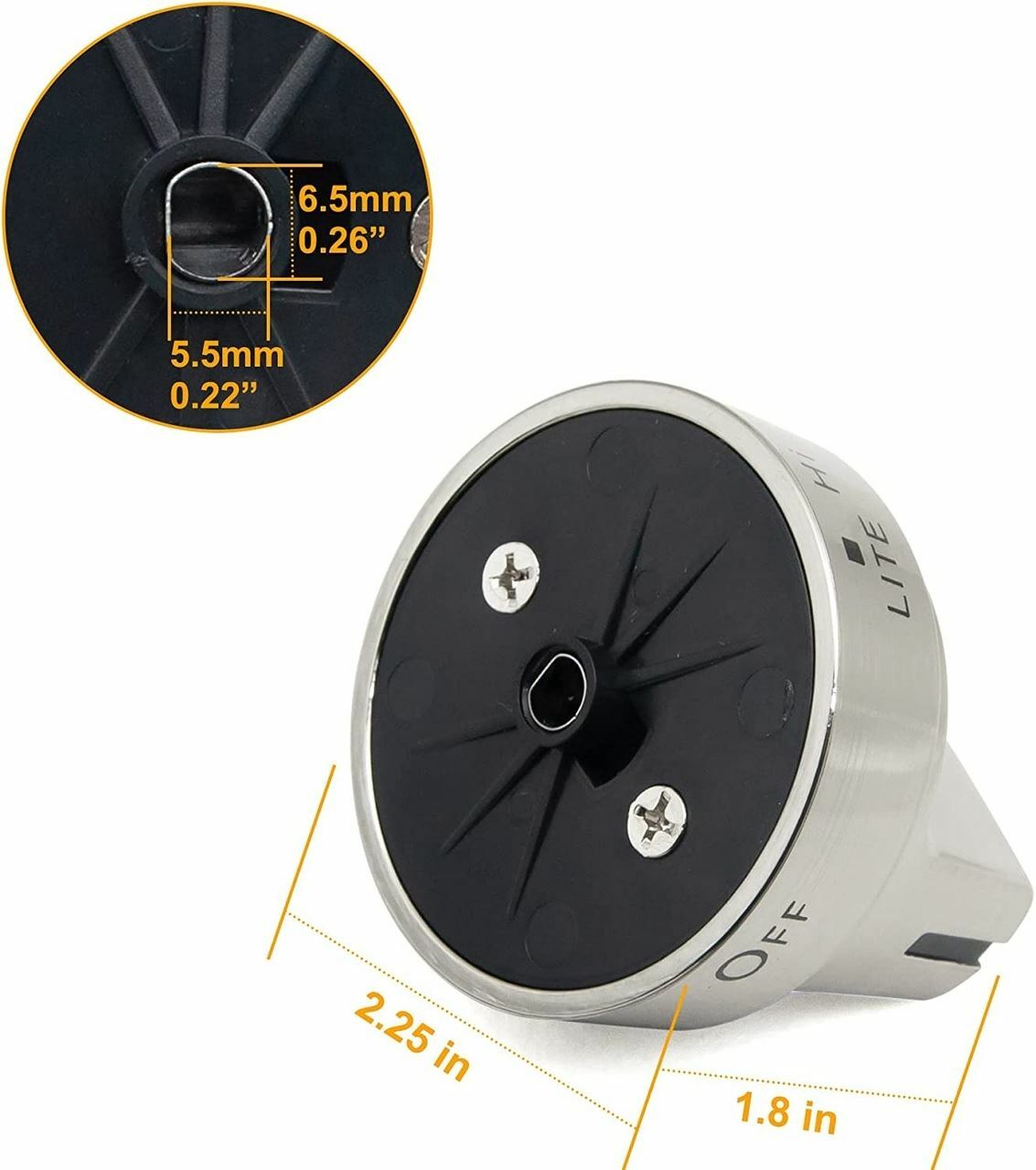 Stainless Steel Control Knob Compatible with GE Gas Range Stove WB03X24818 gallery