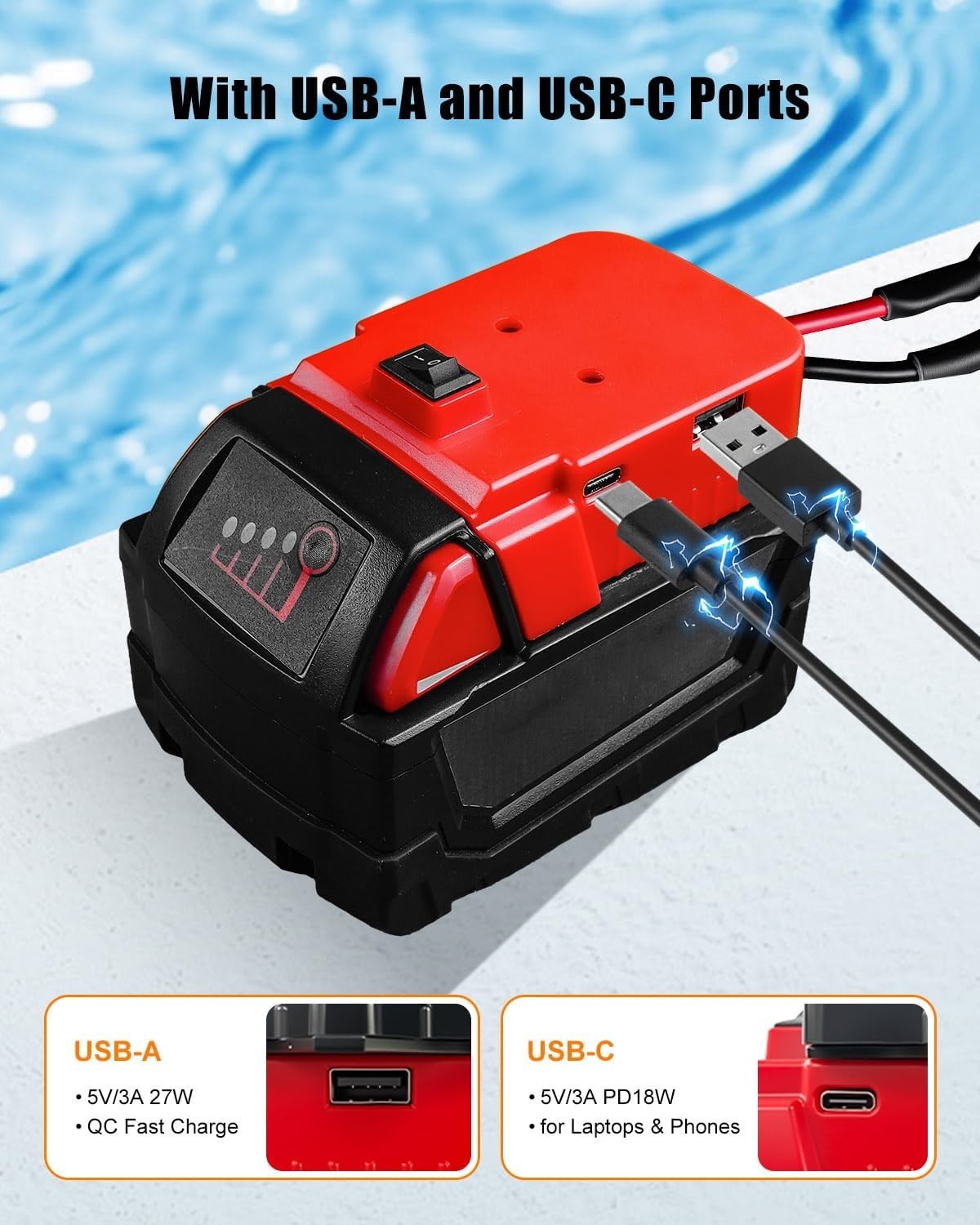 UTKFHT Mini Water Pump for Milwaukee 18V Battery 500GPH 8.2FT Cable gallery