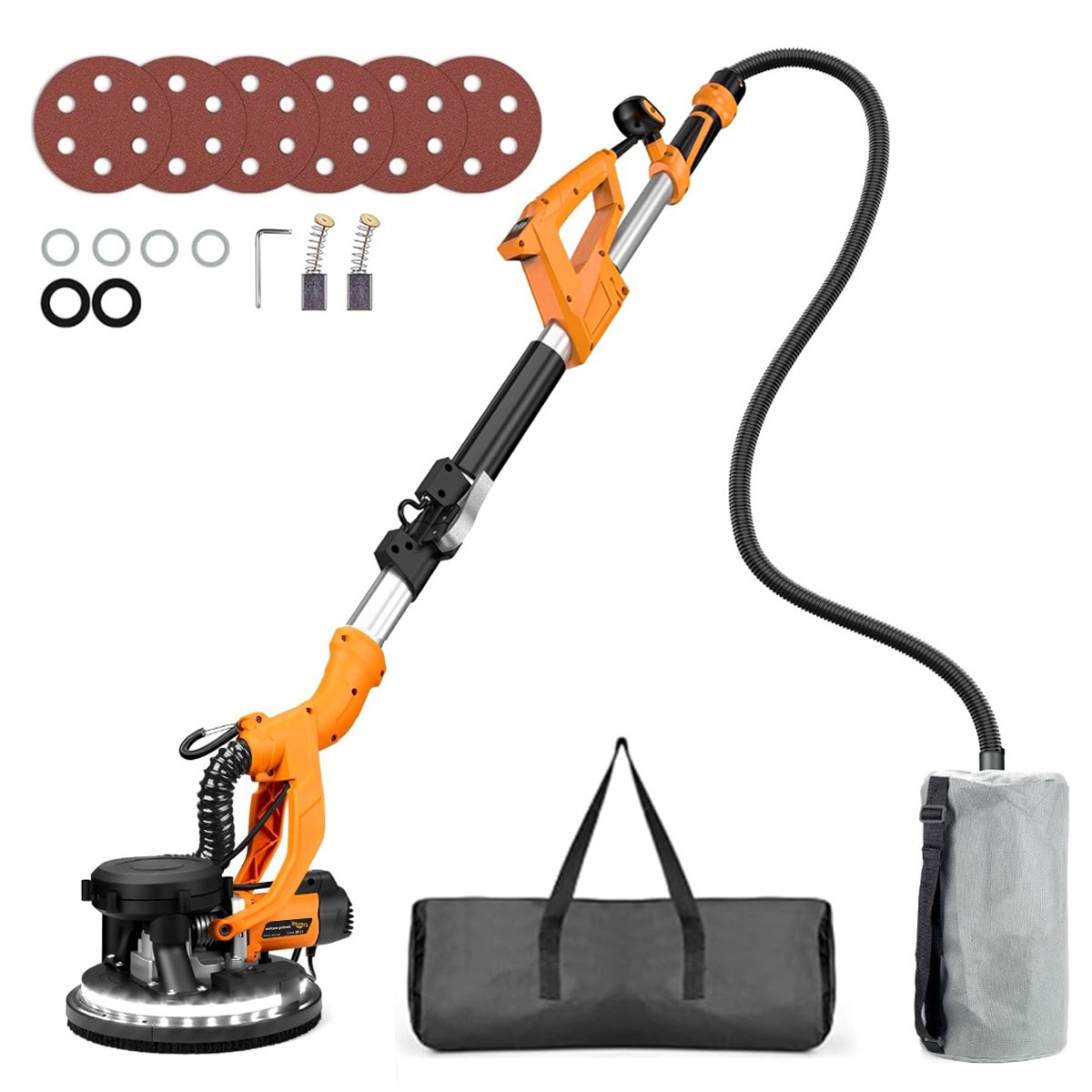 9" Drywall Sander 750W Pure Copper Motor, 6 Sanding Discs Included Foldable gallery
