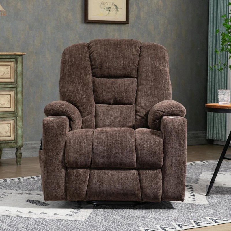 High-quality Chenille Fabric Large Overstuffed Wide Power Lift Recliner Chair gallery