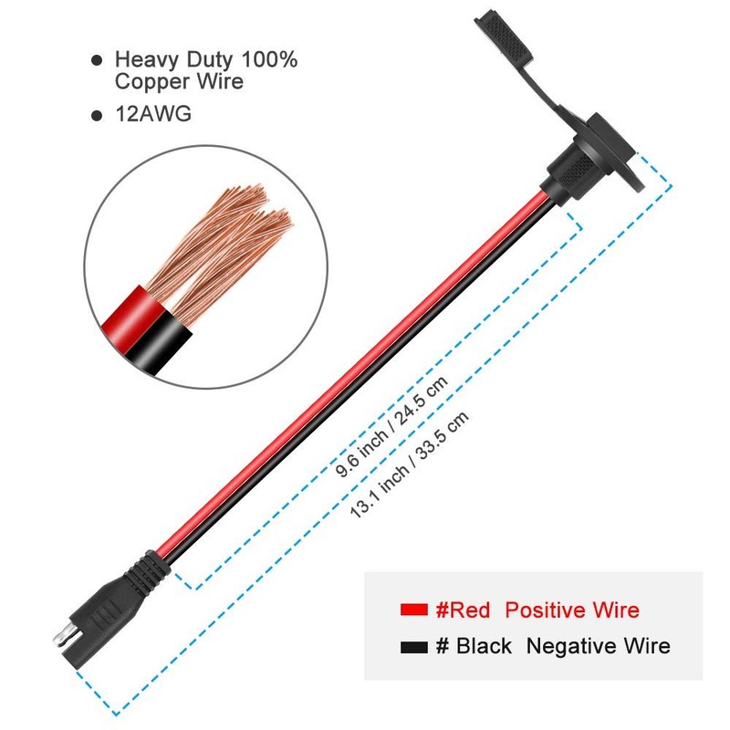 SAE Connector Power Socket Sidewall Port, Weatherproof SAE Quick Connect Sola... gallery