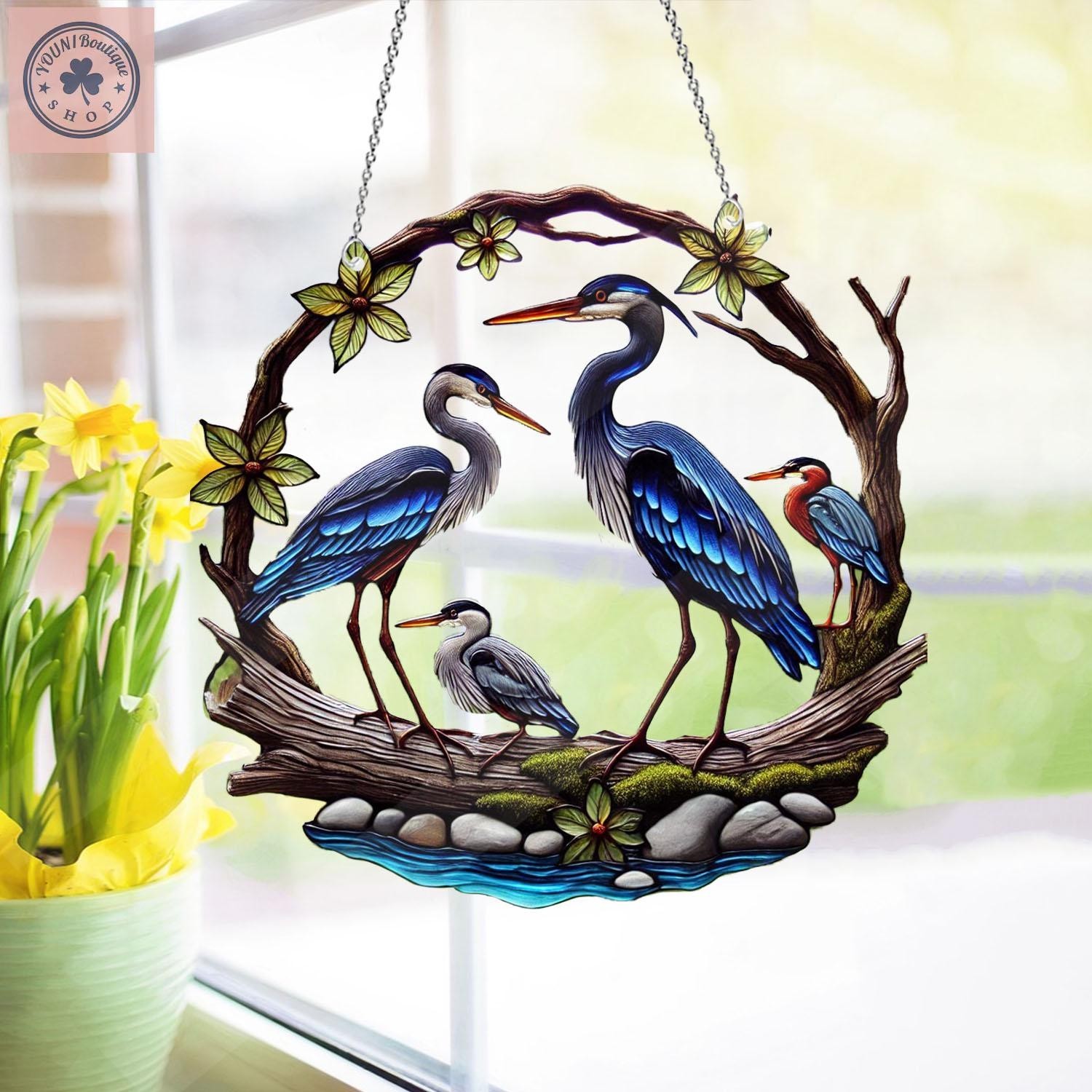 Blue Heron Acrylic Window Hanging, Bird Lover Home Decor Gift gallery
