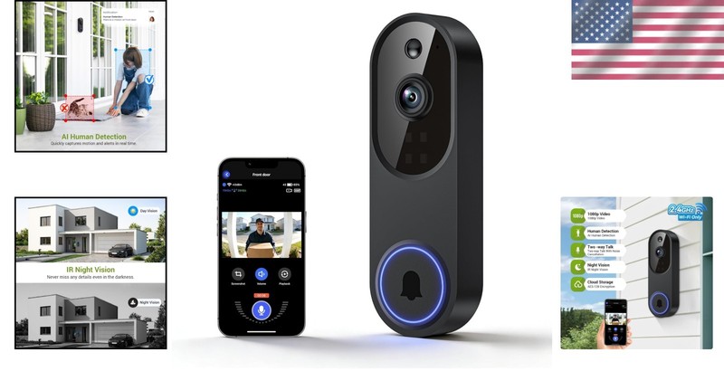 AI-Powered Wireless Doorbell Camera with Instant Motion Alerts & Night Vision gallery