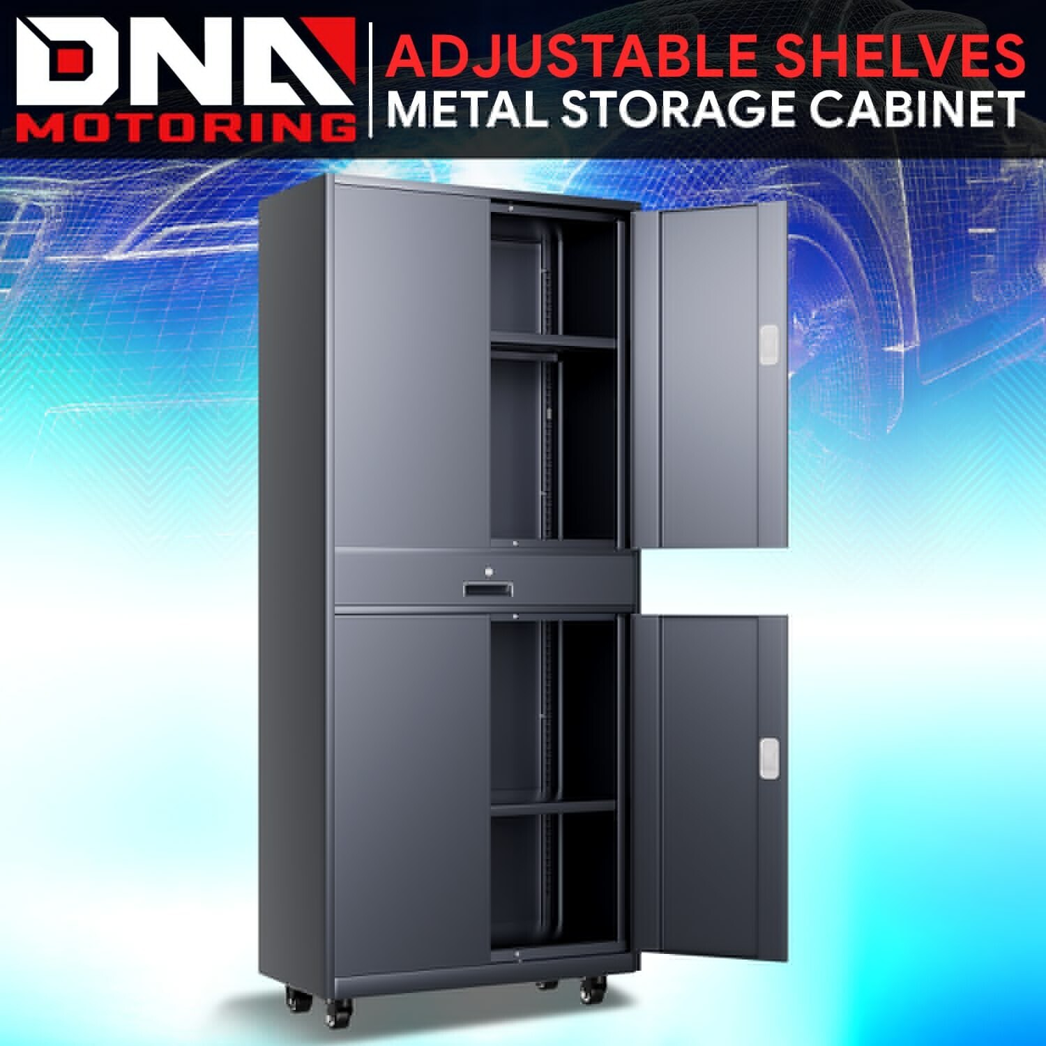73" Lockable Heavy Duty Metal Storage Cabinet w/ Drawer&Adjustable Shelves Gray gallery