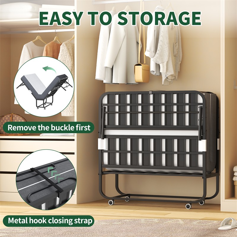 75*46 in Folding Bed with 5" Memory Foam Mattress Guest Bed Portable Rollaway gallery