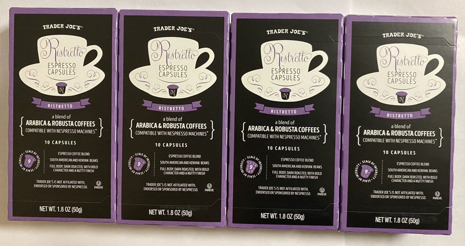 4 X Trader Joe's Ristretto Espresso Capsules 10 Count Each EXP 03/2027 gallery