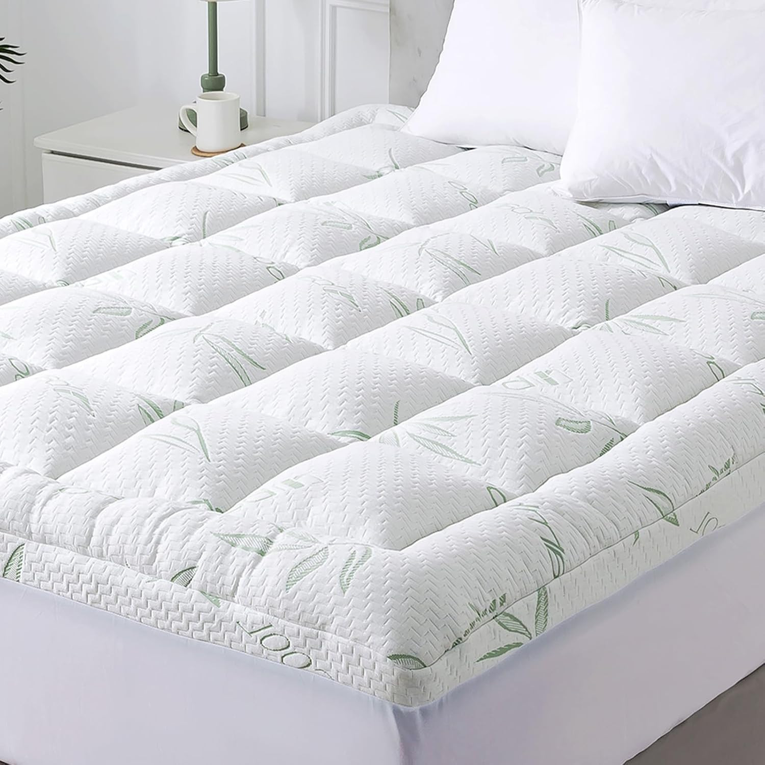WhatsBedding Mattress Topper Queen, Soft Pillow Top Mattress Topper with Deep Po gallery