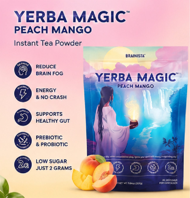 2 Pack Yerba Magic Yerba Mate Instant Tea Powder Peach Mango, 30 Servings gallery