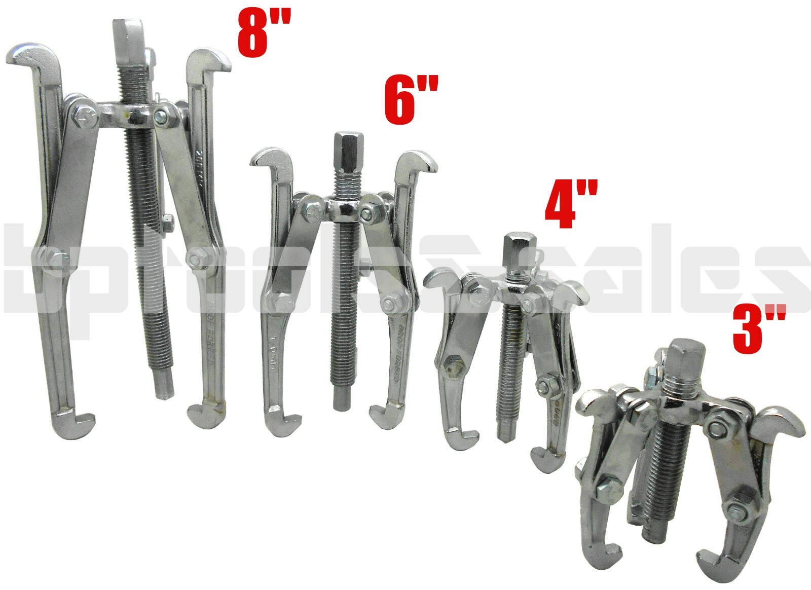 4 Pc Gear Puller 3 Jaw Set 3" 4" 6" 8" Gear Pulley Bearing Puller Auto Mechanic gallery