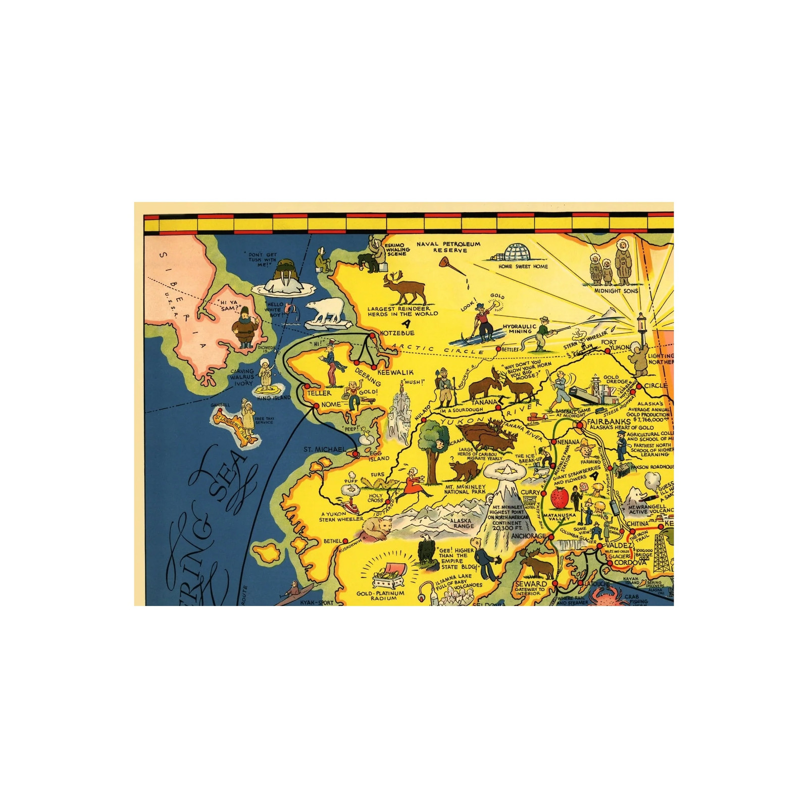 Historic Nautical Map - Alaska Steamship Co - Farwest 1934 - Vintage Wall Art gallery