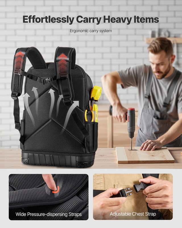 VEVOR Tool Backpack with Tools 65 Pockets Tear-resistant Jobsite Backpack gallery