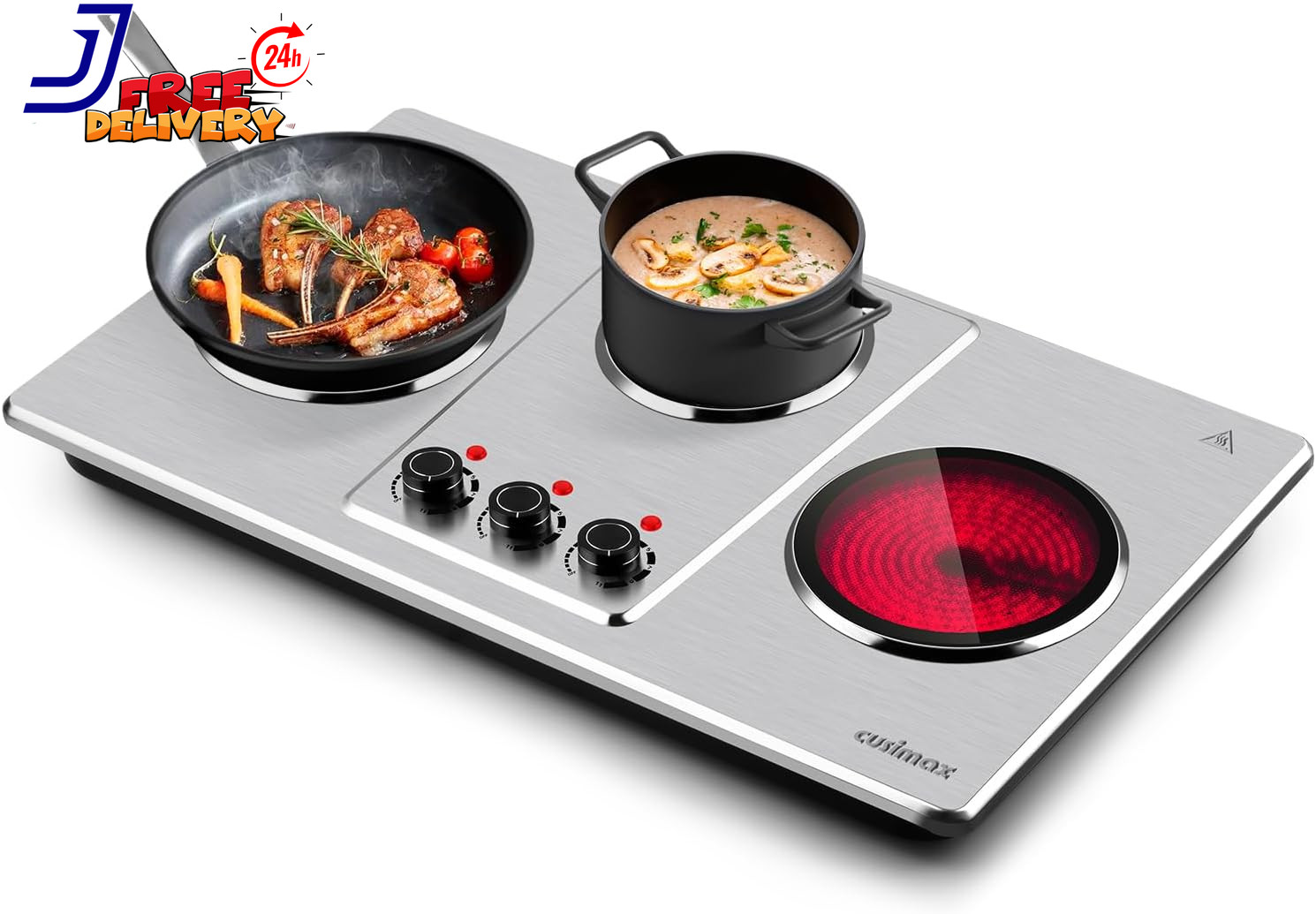 Hot Plate Electric Countertop Infrared Triple Burner with 7″ Ceramic Glass Cookt gallery