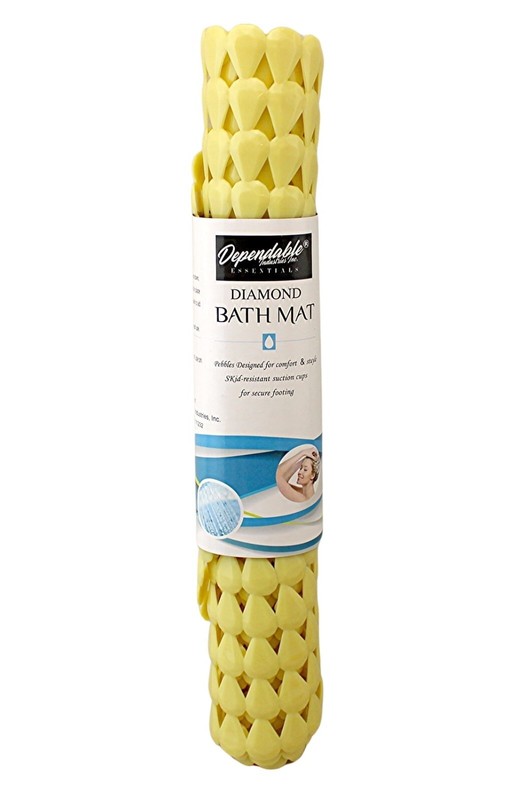 Oval Bath Mat with Pear Shape Diamond Design Anti-Slip Suction Shower Yellow gallery