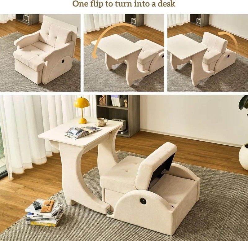 3 in 1 Pull Out Sofa Bed Sleeper Sofa with Storage Chair Sectional L Shape Couch gallery