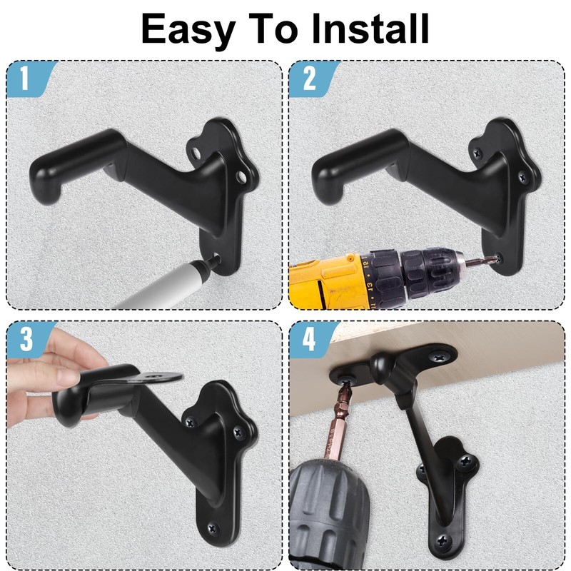 RealPlus Handrail Stair Brackets 3pcs Heavy Duty Hand Rail Bracket with Screws gallery