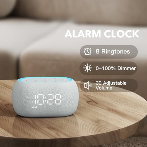 White Noise Sound Machine Alarm Clock with Bluetooth Speaker, 21 A-Grey A-grey gallery