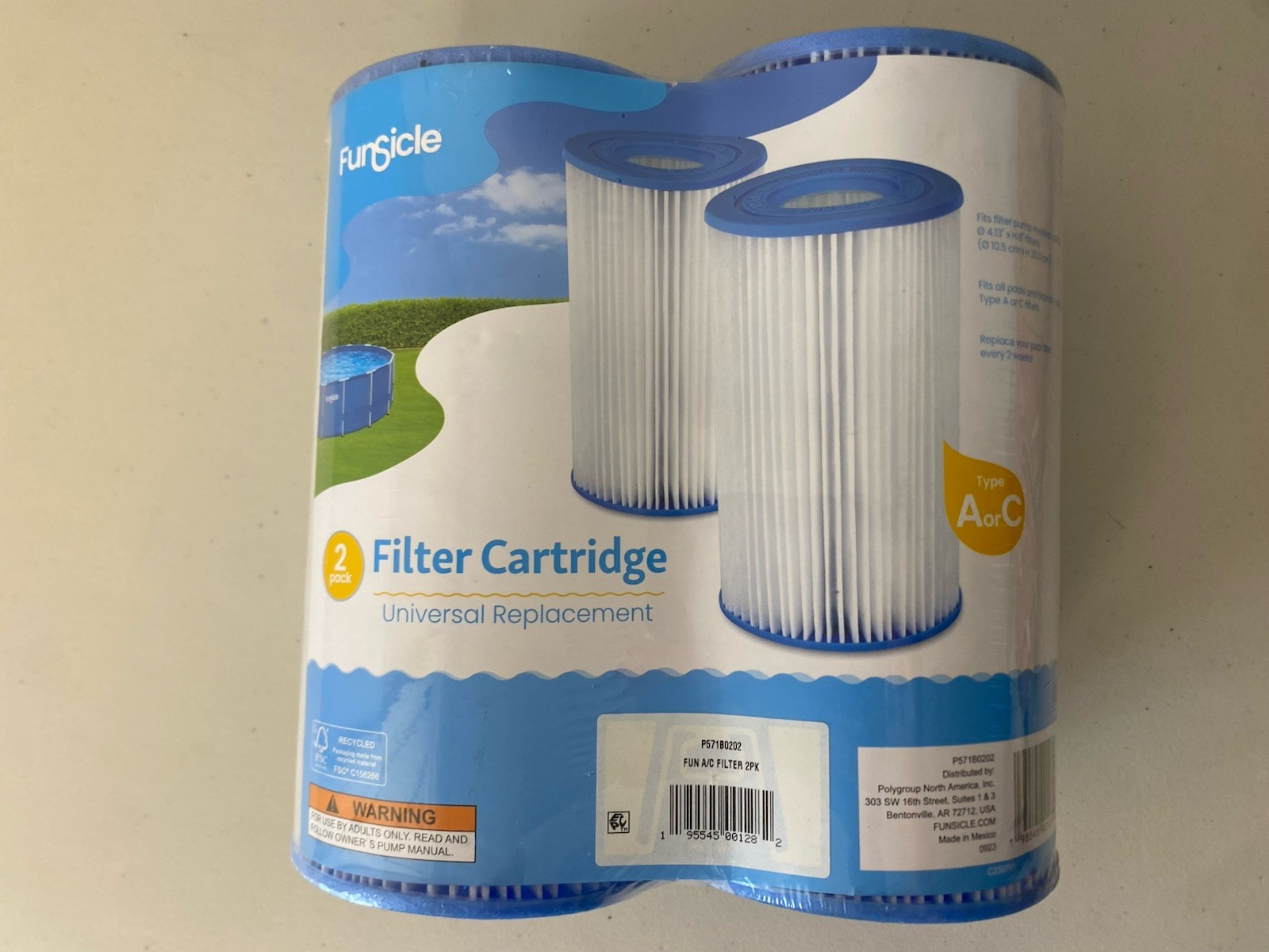 FunSicle Universal Replacement Filter Cartridge Type A or C P571B0202 Pack of 2 gallery