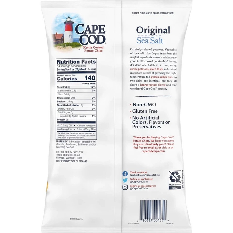 Cape Cod Potato Chips, Original Kettle Chips, 14 Oz Party Size, Free Shipping gallery