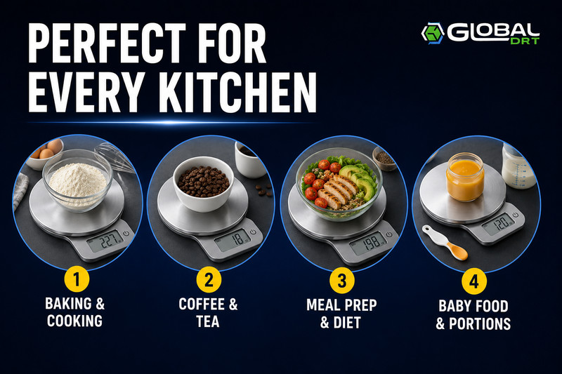GLOBAL DRT Smart Weight Kitchen Scale – BatteryFree Digital Kitchen Scale Dynamo gallery