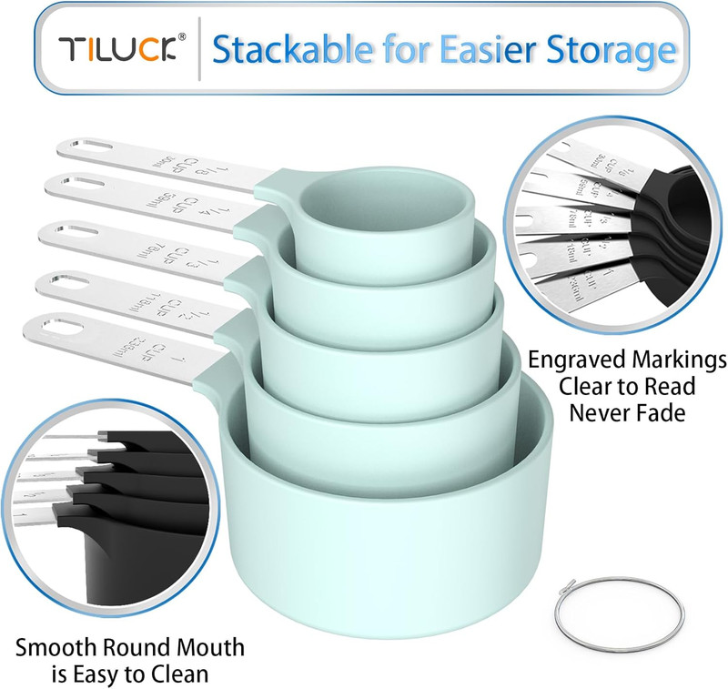 TILUCK Measuring Cups & Spoons Set, Stackable Cups and Spoons, Nesting Measure C gallery