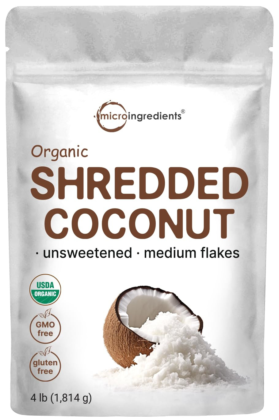Micro Ingredients Organic Shredded Coconut Flakes, 4Lbs, Raw, Unsweetened Flavor gallery