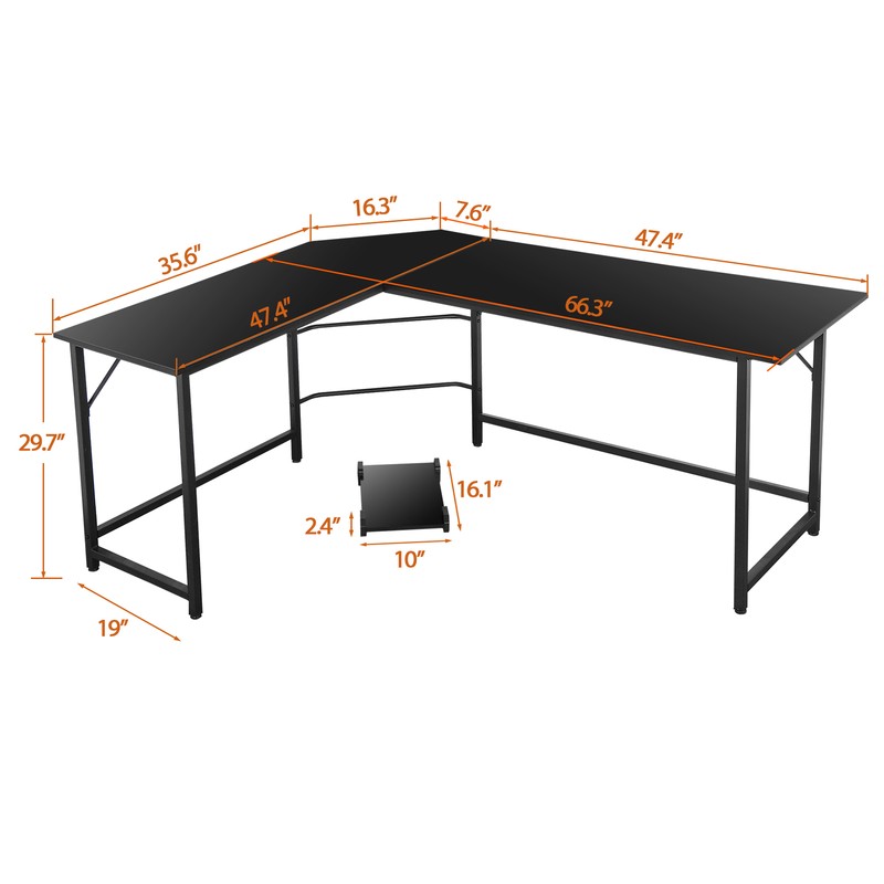 66" L-Shaped Computer Desk Large Workstation Home Office PC Stand Modern gallery