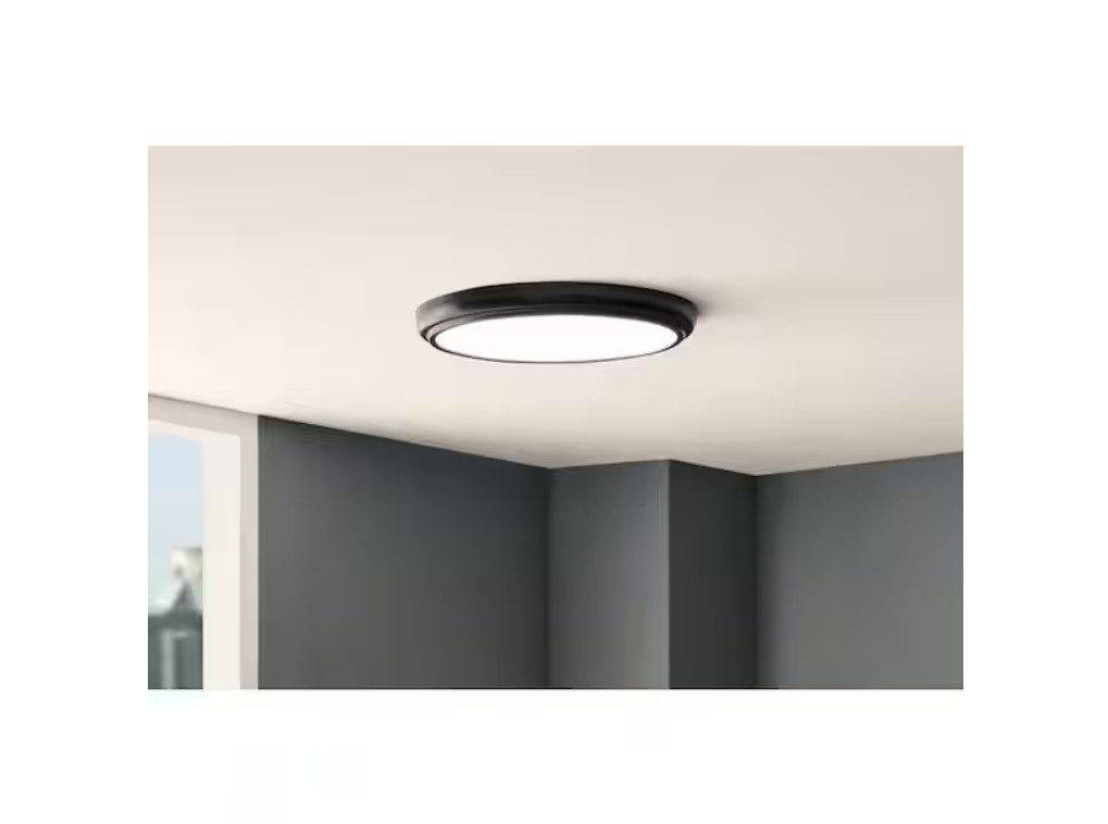 15 in. White Round LED Flush Mount with Night Light and Interchangeable Black gallery